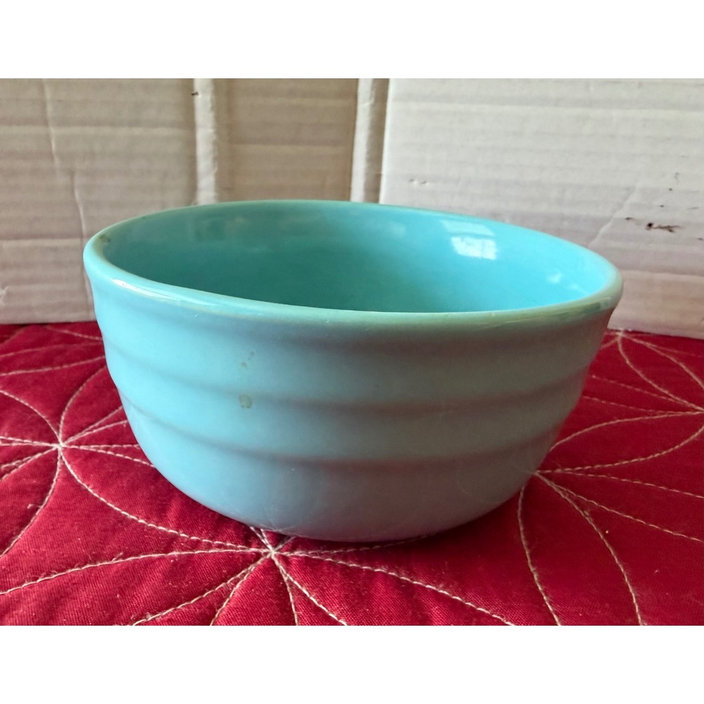 Oxford Stoneware Turquoise Blue Beehive Ribbed Small Bowl Vintage 4.5 Inch